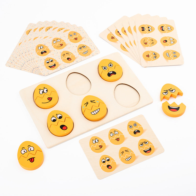 Wooden Expression Matching Puzzle Montessori Toys for Toddlers 4