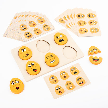 Wooden Expression Matching Puzzle Montessori Toys for Toddlers 4