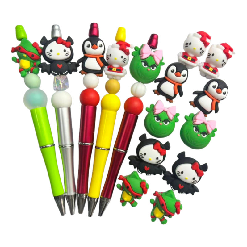 20Pcs Silicone 3D Focal Beads Christmas Cartoon Animals Variety