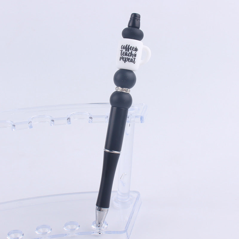 Black Cup Silicone Beaded Pens Handmade Novelty Pen Gift 7