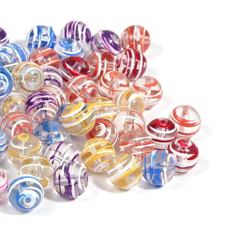 10pcs 16mm Striped Round Acrylic Beads for Jewelry Making 5