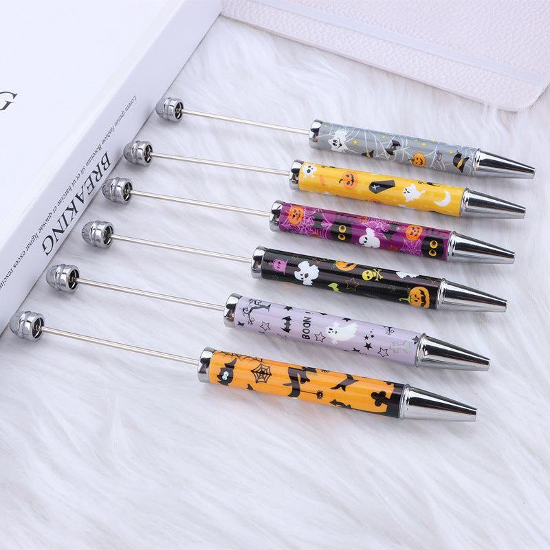 Halloween Beadable Pens Printed Pumpkin Ghost Spider Bat Design 5