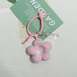 Cute Fabric Flower Silicone Bead Wristlet Keychain with Clip 11