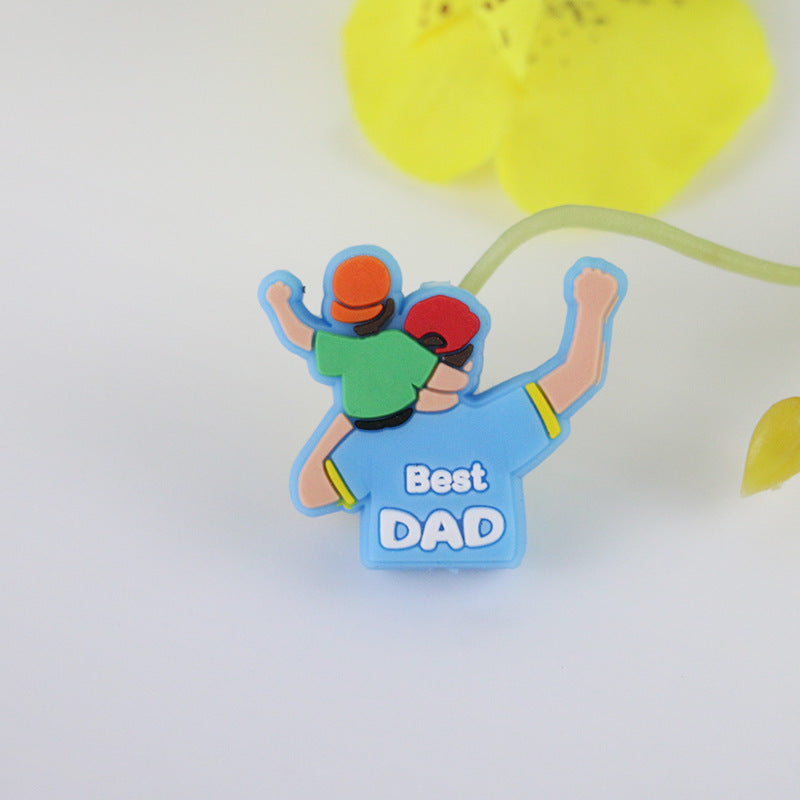 20pcs Silicone Focal Beads Best Dad Front Facing Design 3