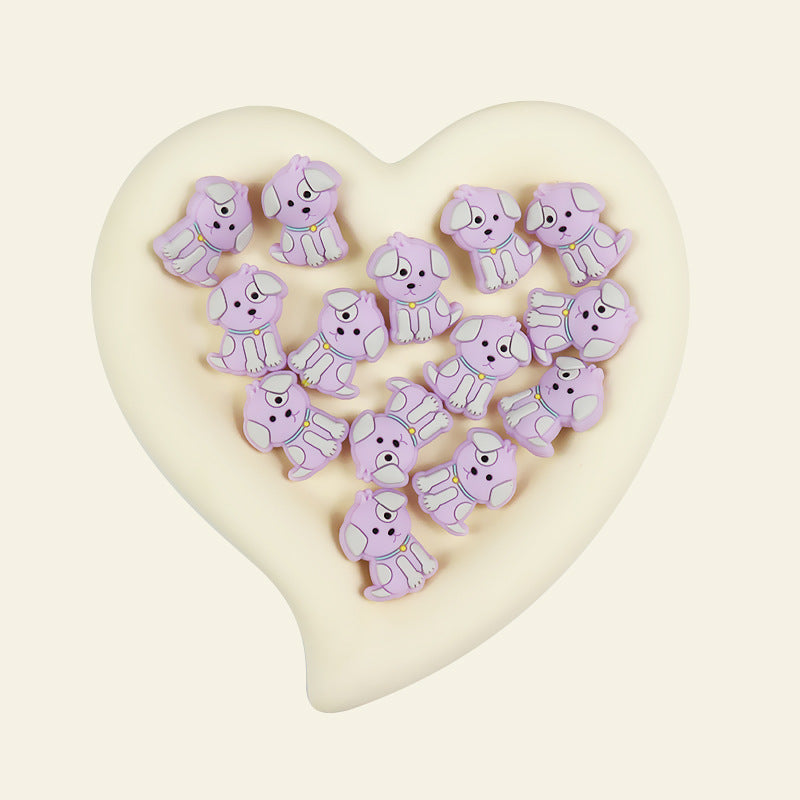 Silicone Focal Beads Cartoon Cute Puppy Sitting Pose 12