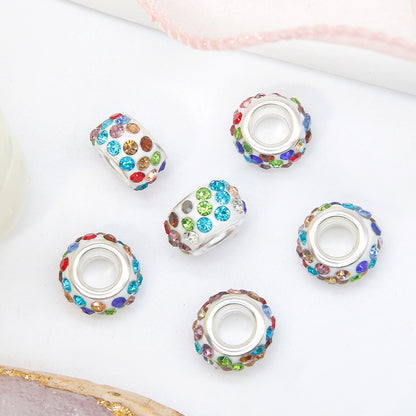 50pcs 12mm 3-Row Large Hole Rhinestone Spacer Beads DIY Jewelry Making 15