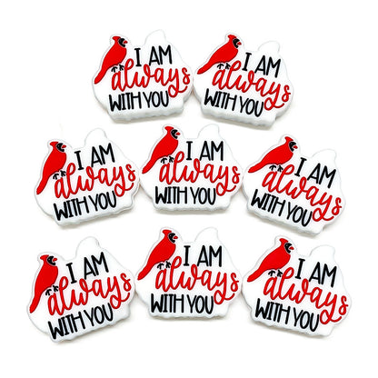 20Pcs Silicone Focal Beads Parrot Animals With Printed Text I AM ALWAYS WITH YOU 3