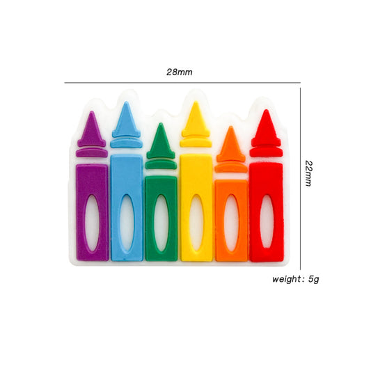 20pcs Silicone Focal Beads Crayon Row with Multicolor Design