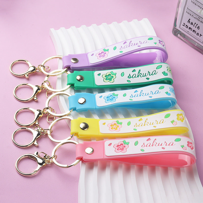 Cherry Blossom PVC Keychain Soft Rubber Bracelet Style 2
