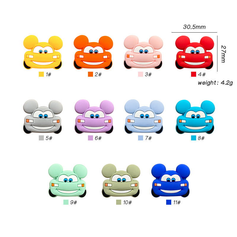 20pcs Silicone Focal Beads Automotive Car Shape Front Facing