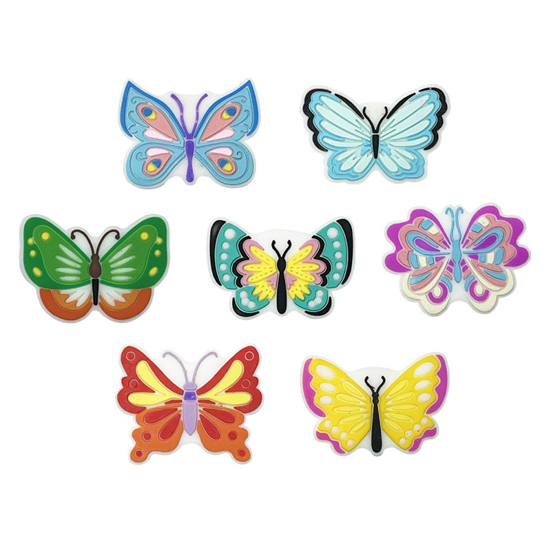 20Pcs Silicone Focal Beads Cartoon Animal Butterfly Flat Design 4