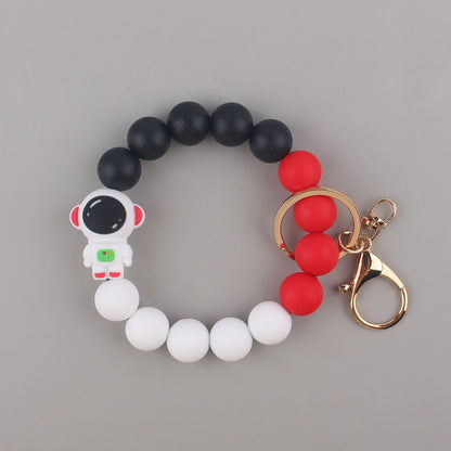 Astronaut Silicone Bead Wristlet Keychain with Key Ring 8
