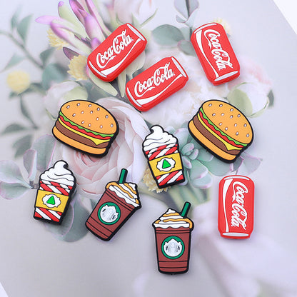 20pcs Silicone Focal Beads Hamburger Coke Fast Food Assortment 3