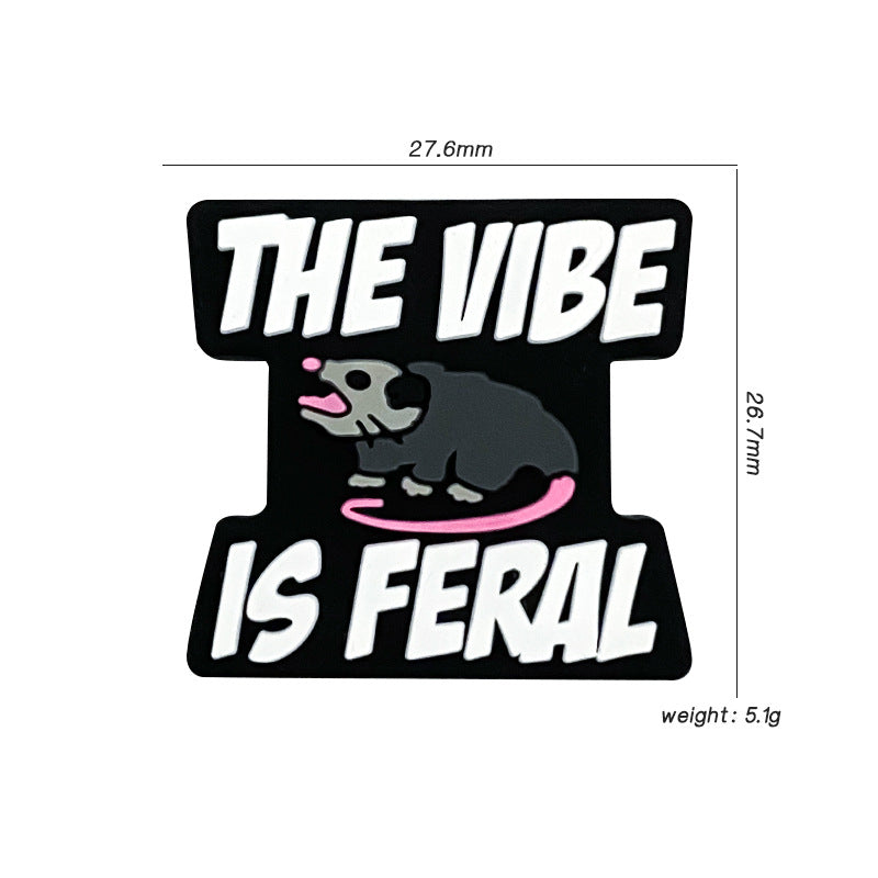 20Pcs Silicone Focal Beads Rat with The Vibe Is Feral Text 3