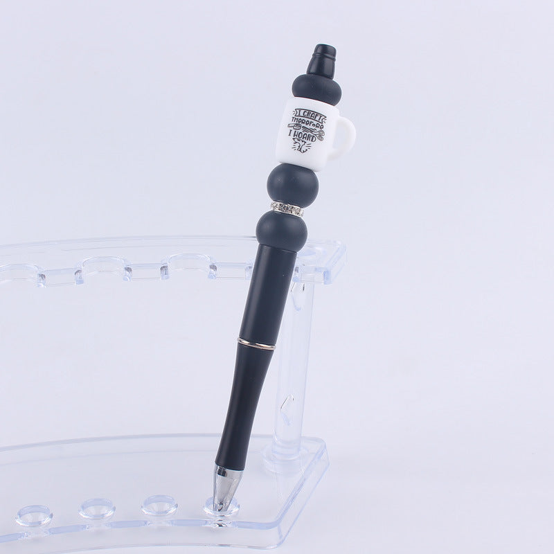 Black Cup Silicone Beaded Pens Handmade Novelty Pen Gift 14