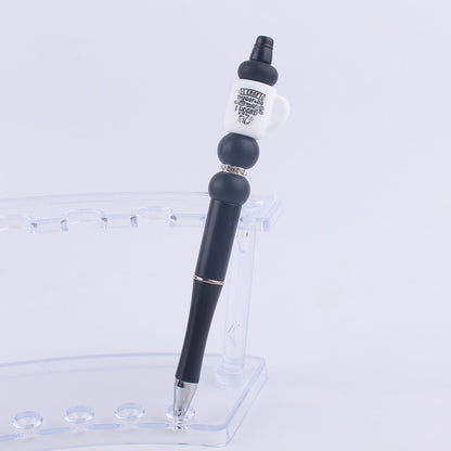 Black Cup Silicone Beaded Pens Handmade Novelty Pen Gift 14