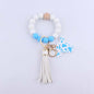 Western Cow Silicone Bead Wristlet Keychain PU Leather Tassel 9