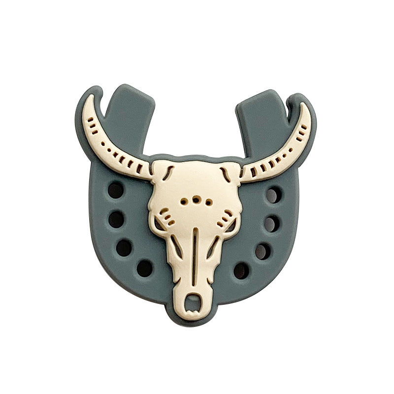 20pcs Silicone Focal Beads Ox Skull with Horns and Horseshoe Base 5