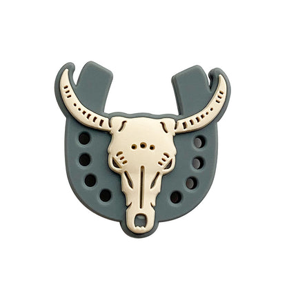 20pcs Silicone Focal Beads Ox Skull with Horns and Horseshoe Base 5