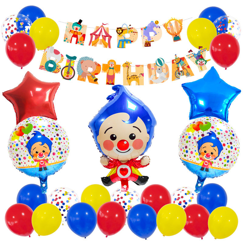 Circus Cartoon Clown Foil Balloon Set Party Decoration