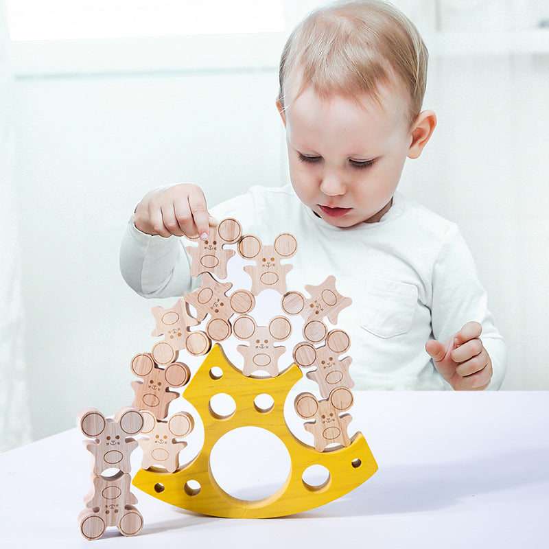 Wooden Mouse and Cheese Blocks Montessori Toys for Toddlers 2