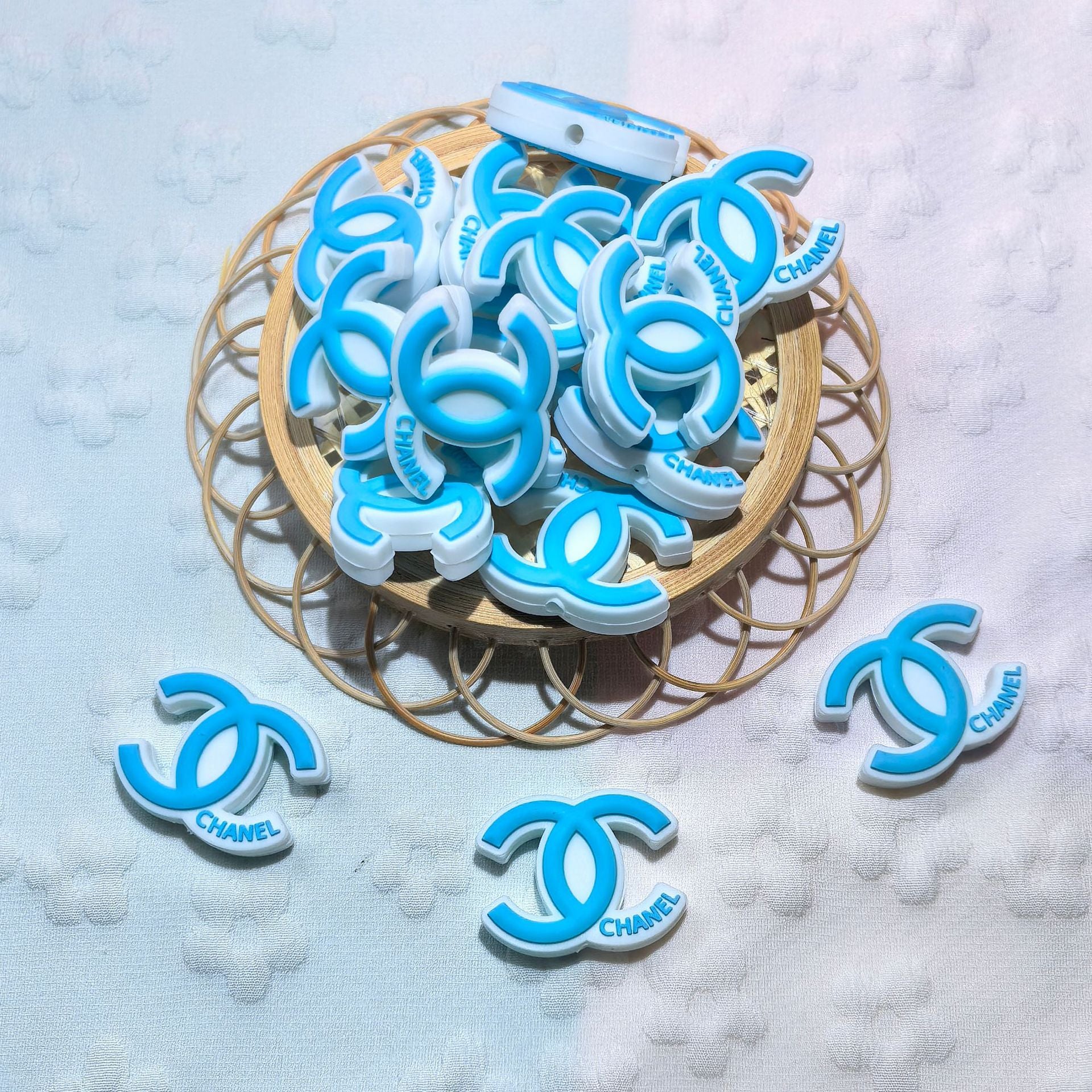 20Pcs Silicone Focal Beads Double C Logo Multi Color Variety 5