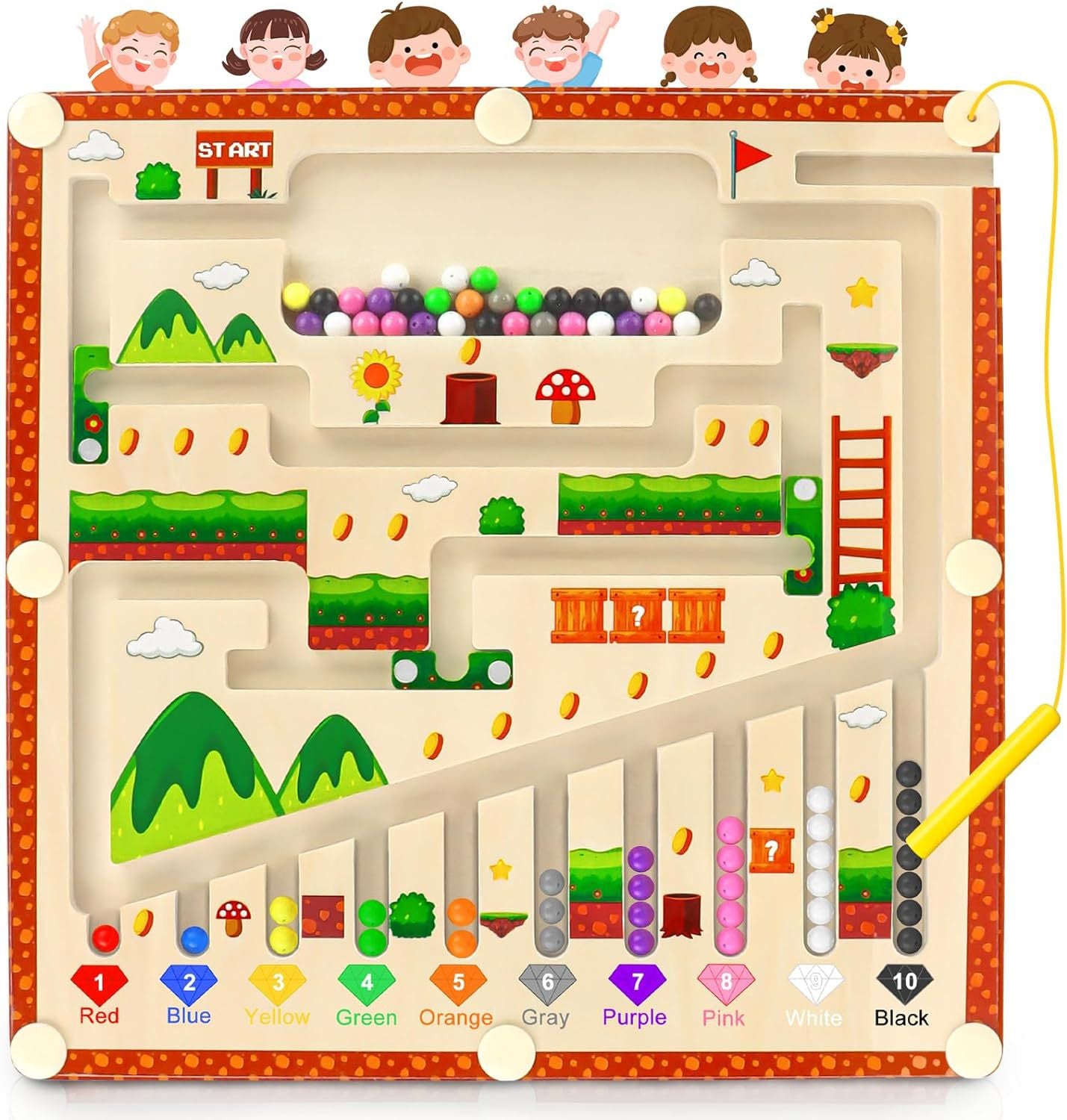 Wooden Magnetic Maze Montessori Toys Early Education Sorting Toy 2