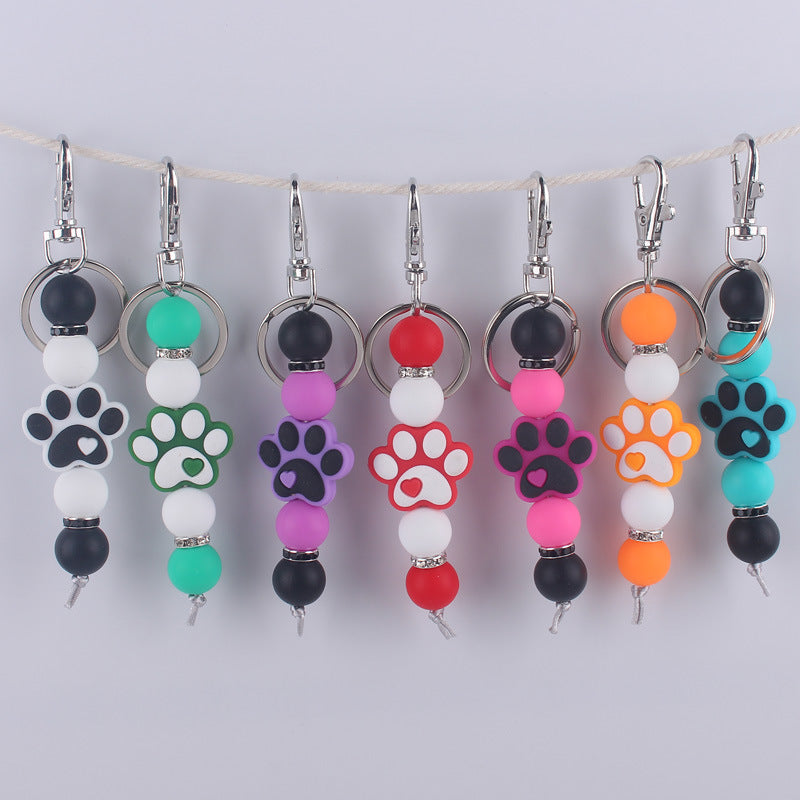 Cartoon Dog Claw Silicone Bead Keychain Charm with Lobster Clasp 2