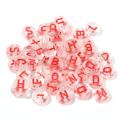 100pcs Letter Acrylic Beads Transparent Candy Color DIY Bracelet Making 21
