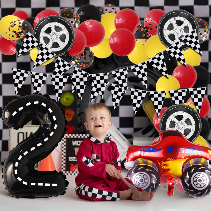 Racing Theme Classic Car Foil Balloon Set Birthday Party Decoration
