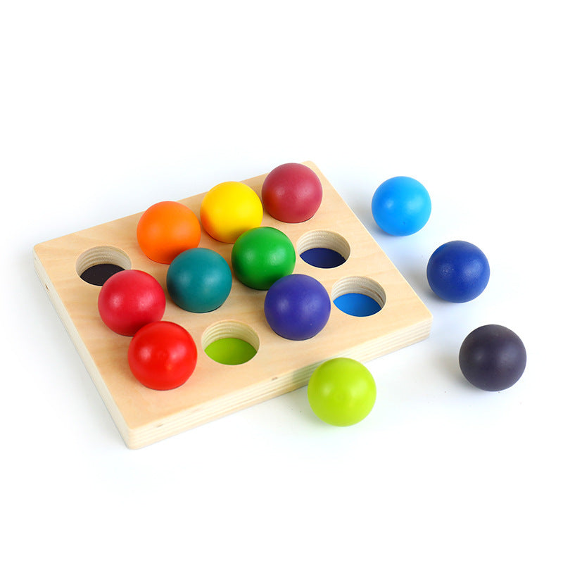 Wooden Montessori Toys Color Sorting Ball Set for Toddlers 12 Pieces 2