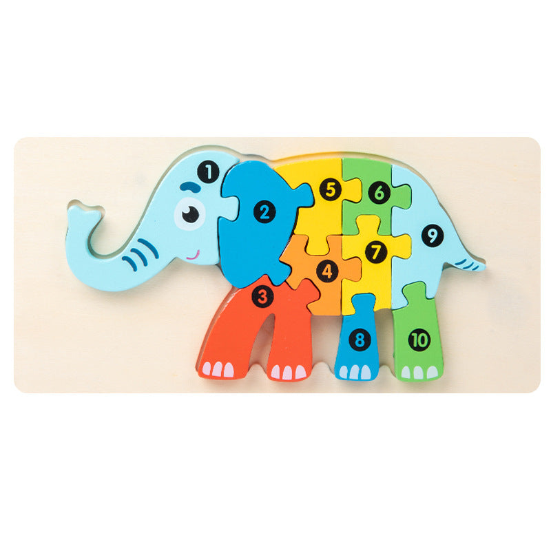Wooden Building Blocks Animal Traffic Shapes Matching 3D Puzzle Toy 6