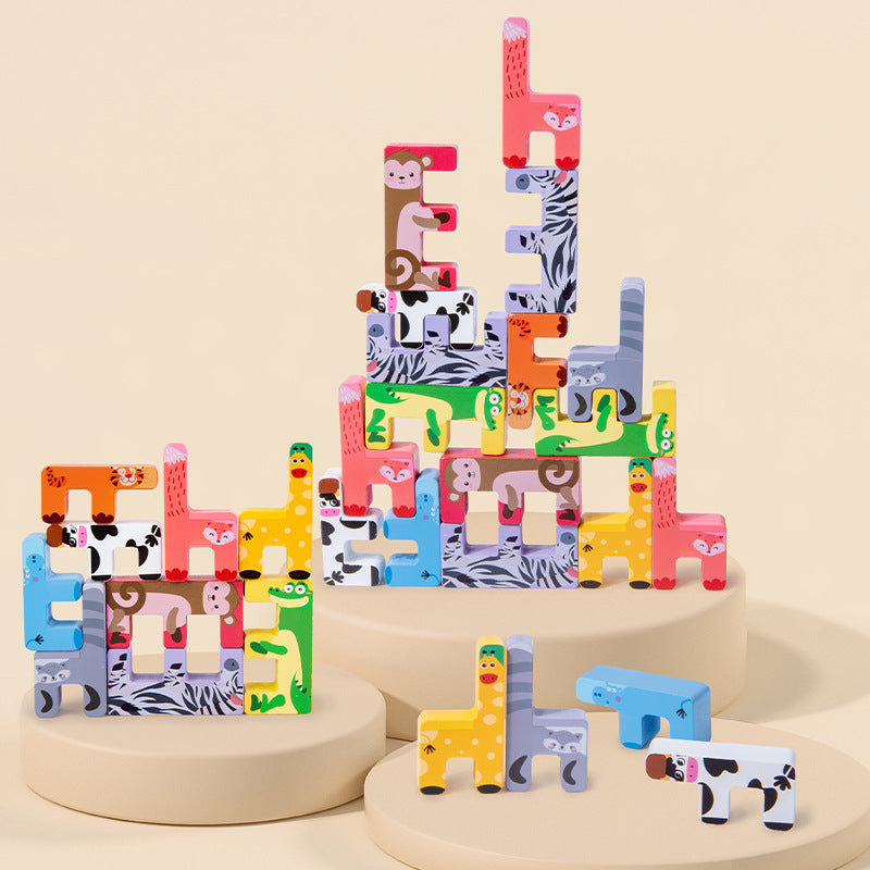 Wooden Animal Building Blocks Educational Toy for Kids 2