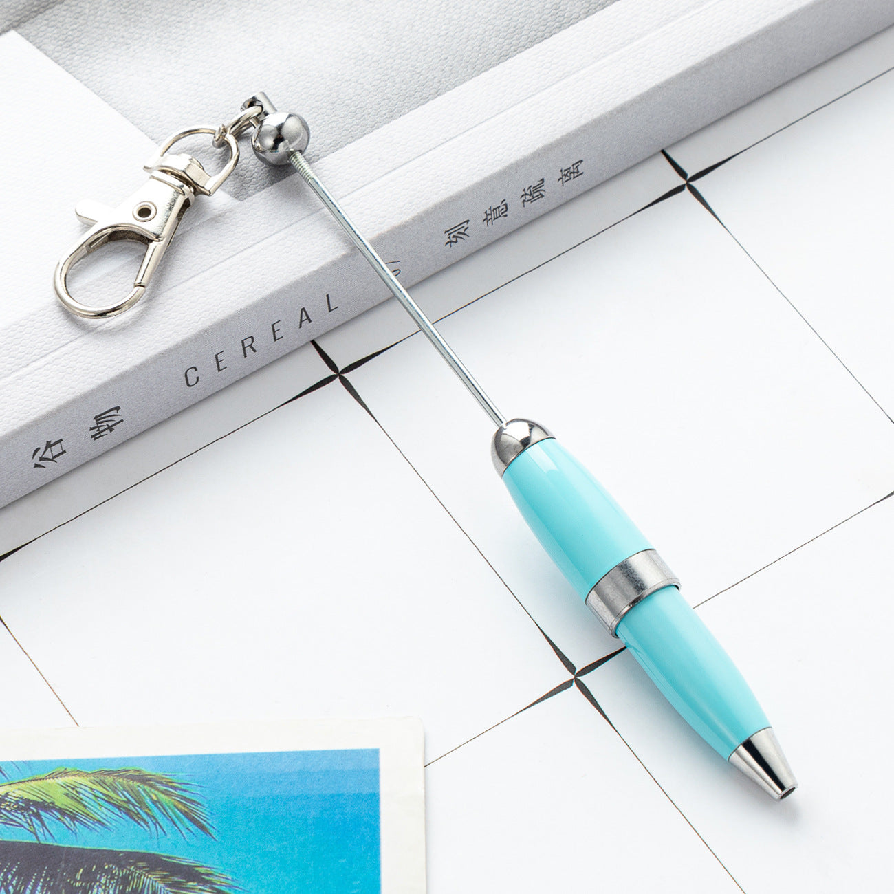 Portable Metal Beadable Pen Keychain Ballpoint Pens DIY Craft Supplies 22