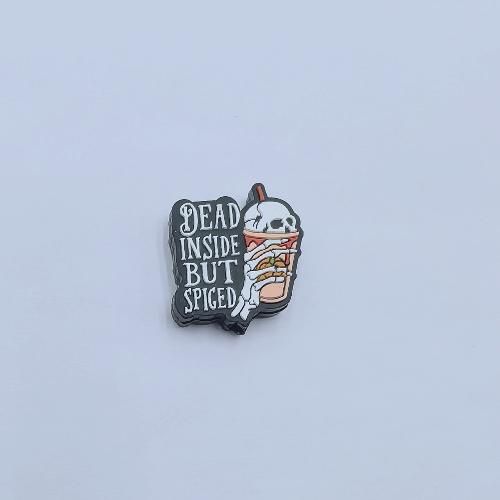 20Pcs Silicone Focal Beads Halloween Skeleton Hand Series Printed Text Design 4