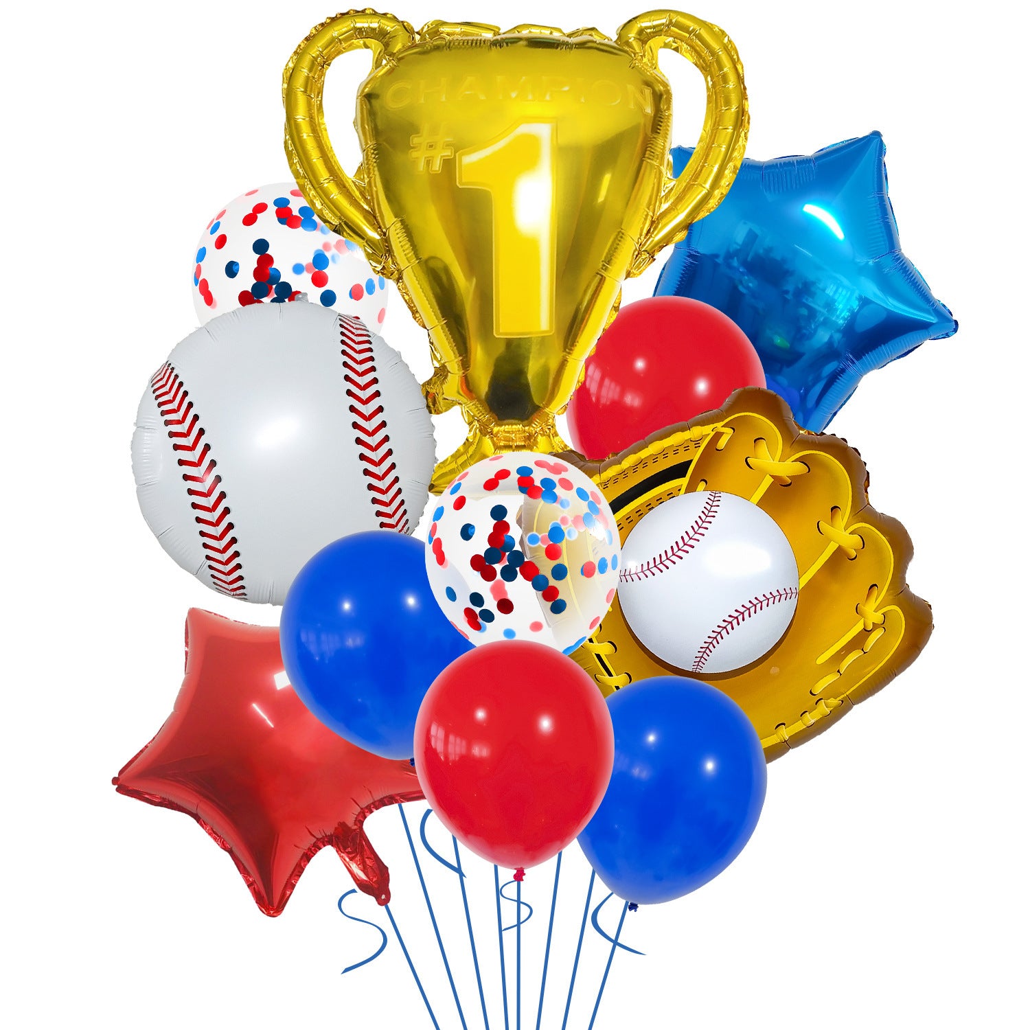 Sports Champions Foil Balloon Set Baseball Soccer Basketball Rugby 18 Inch