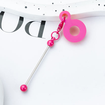 Beadable Tumbler Straw Holder Silicone DIY Accessory with Keychain Bar 16