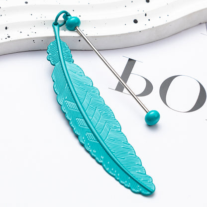 Beadable Feather Bookmarks Metal DIY Craft Supplies 19.6x2.4cm 11