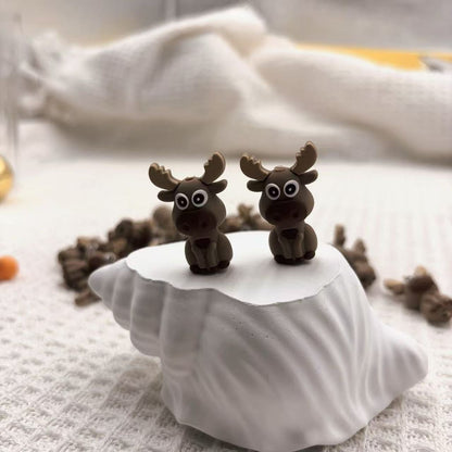 20Pcs Silicone 3D Focal Beads Cartoon Deer Sitting Pose 3