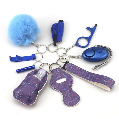 Outdoor Self Defense Alarm Whistle Pompom Keychain 10 Pack 19