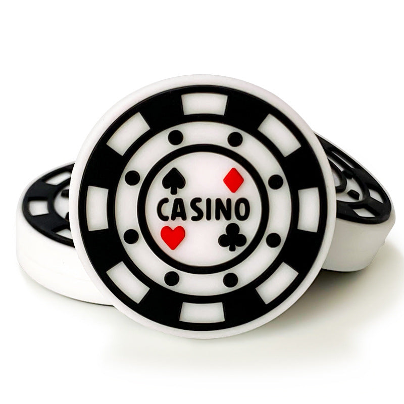 20Pcs Silicone Focal Beads Casino Chip Design