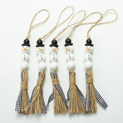 20mm Christmas Snowman Wooden Beads Schima Wood Holiday Craft 6