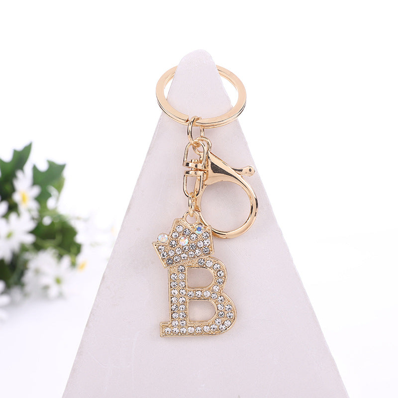 Alloy Diamond Letter Keychain Zinc Alloy Material A to Z Initial 7