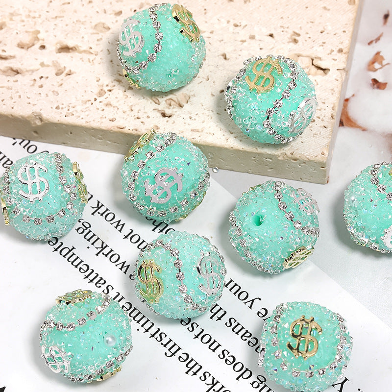 5pcs 19mm Dollar Bill Rhinestone Beads DIY Jewelry Making 6