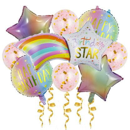 Birthday Crown Foil Balloon Set Party Decoration 9pcs 12