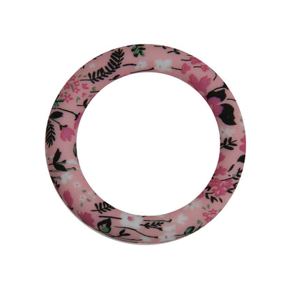 65mm Printed Silicone Beads Rings Multi Color Design 13