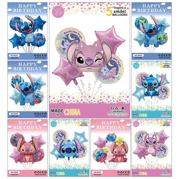 Lilo Stitch Foil Balloon Set Children's Birthday Party Decoration 5pcs 8pcs 3