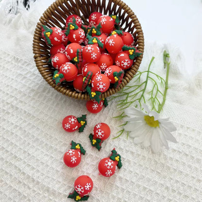 20Pcs Silicone 3D Focal Beads Christmas Snowflake Lights Holly Detail 4