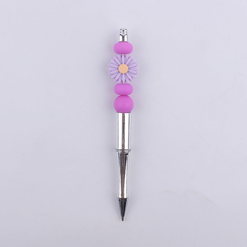 Daisy Flower Silicone Beaded Pens Colorful Handmade Gift 8