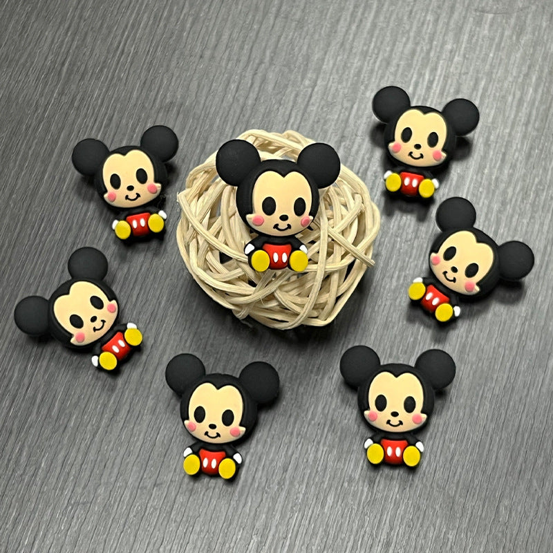 Silicone 3D Focal Beads Round Ear Mouse Character Sitting Pose 5